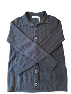 Casual Friday Textured Knit Button Cardigan Neutral Minimalist NWT